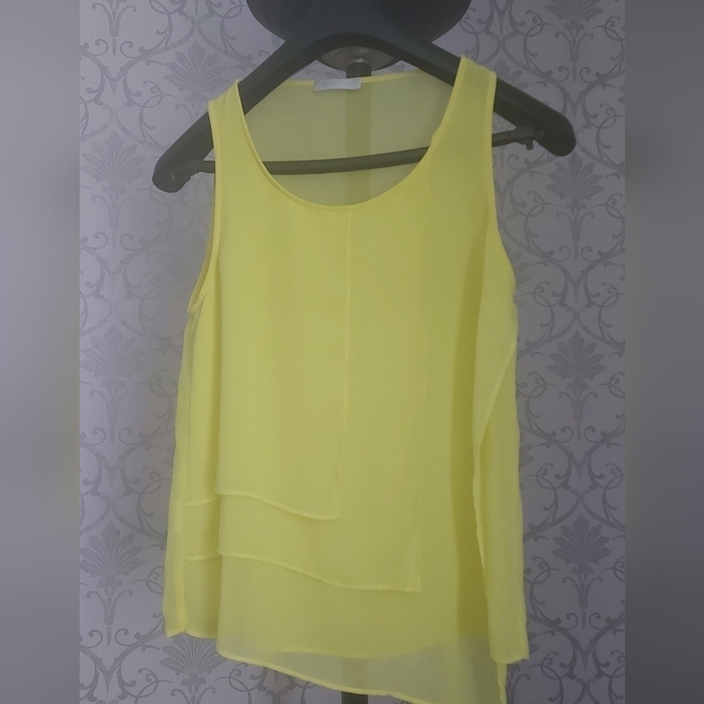 Minimal Chic Promod Yellow Layered Top Lightweight & Breezy Summer Staple